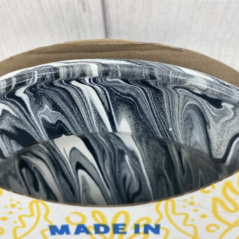 Artesano Enamelware Dinner Plates (Set of 2) Black Swirl Made In Colombia 10" - Picture 12 of 12